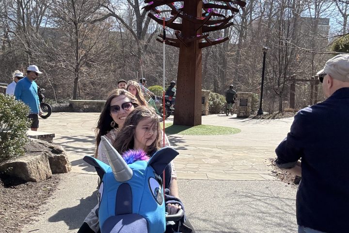 a group of people in a park